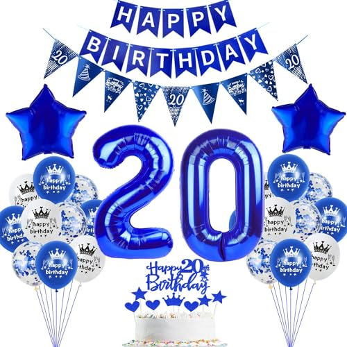 deko 20. Geburtstag Dekoration,Dunkelblau Tortendeko Geburtstag 20 Jahre mann Party Deko 20 frauen ,luftballons 20. frau,blau Geburtstagsdeko 20 Jahre Männer ballon