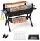 KOMFOTTEU Barbecue a Carbone da Legno, con Parabrezza e Portaspezie, Griglia per Barbecue in metallo, Barbecue da campeggio con Coppia di guanti, Barbecue Esterno 3 in 1, 98 x 70 x 68 cm, Nero