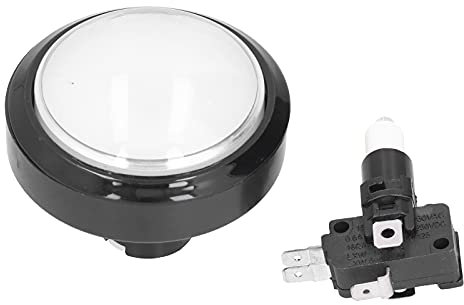 Botones Arcade, Botón Convexo Grande De 60 Mm Cúpula Grande Botón De Interruptor De 2 Pies con Pulsador De Luz LED para Consola De Juegos De Máquina De Grúa(Blanco)