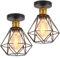 TOKIUS Lot de 2 Plafonniers Industrielles Vintages Lustres Suspensions Rétro E27 Douille Laiton Design Métal Cage Ø160mm Luminaire éclairage Pour Salon Cuisine Chambre