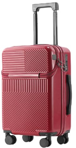 ASerZenith Koffer mit Rahmen aus Leichtmetall, Koffer mit glatten Universalrädern und Trocken- und Nasstrennung für Reisen und Geschäftsreisen (Rot, 20 Zoll)