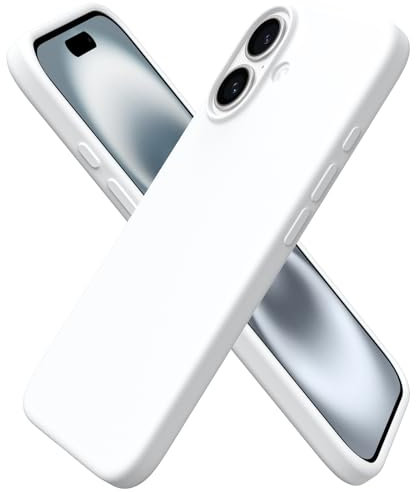 ORNARTO Compatible with iPhone 16 Case 6.1, Slim Liquid Silicone 3 Layers Full Covered Soft Gel Rubber 16 Phone Cases Cover 6.1 inch-White