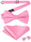 Enlision Noeud Papillon Rosa Pré-noué Réglable Nœud Papillon avec Crochet Boutons de Manchette et Carré de Poche Ensemble pour la Fête de Mariage