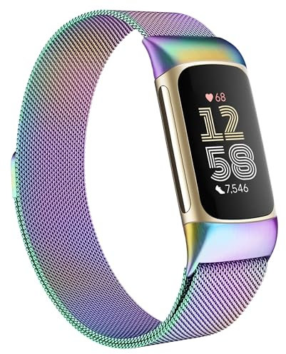 JKD Compatible with Fitbit Charge 6 /Charge 5 Bands for Women Men, Adjustable Stainless Steel Metal Mesh Loop Replacement Straps for Fitbit Charge 6/Charge 5 Advanced Activity & Fitness Trackers