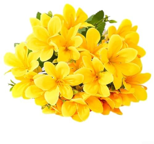 Fiori di giglio di seta, orchidea artificiale narciso, 5 rebbi, 10 teste (giallo)