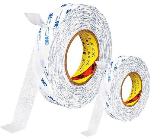 FOLAI Doppelseitiges Klebeband, extra stark und dauerhaft klebend, 3M, von Hand abreißbar, für Papier, Metall, Kunststoff, Pappe, Holz - Universell einsetzbares, dünnes und schmales Klebeband.9mm*10m