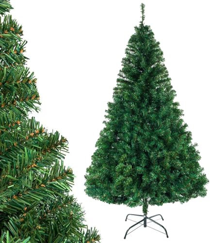 LEADZM Künstlicher Weihnachtsbaum 165 cm Grün - Weihnachtsbaum mit Metallständer, Naturgetreu, dichte Zweige, flammhemmendes PVC, für Zuhause, Büro, Geschäfte und Hotels