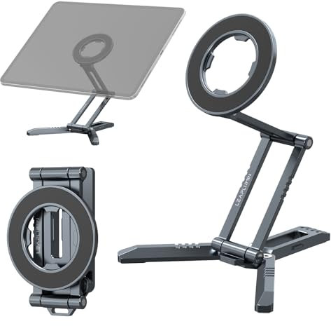 Leaplumin Magnetic iPad Tripod Stand Universal for iPad Pro/Air/Mini & iPhone 15-12 Series | 360° Rotation Portable Tablet Holder with 2-in-1 Desktop & Handheld Modes | Lightweight 105g