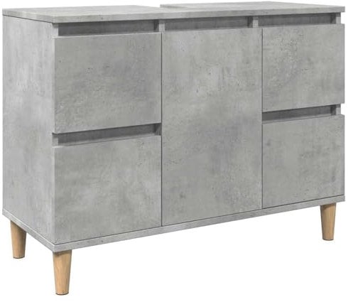vidaXL Armario de Lavabo Madera contrachapada Gris hormigón 80x33x60cm