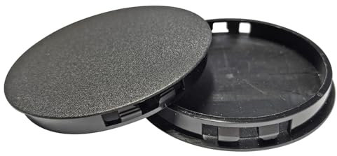 Qrity Lot de 2 Bouchons à Boutons en Plastique - 90 mm - Capuchons Ronds à Clipser pour Trou de Meubles - pour Armoire, Bureau, Table, Chaise, Armoire - Noir