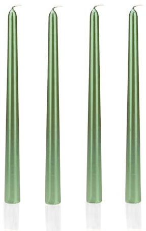 Ovaletta 4 Stück Grüne Kerzen - Lange Kerzen für Hochzeit, Geburtstag - Höhe 25 cm, Durchmesser 2,1 cm, Brenndauer ca. 7 Stunden
