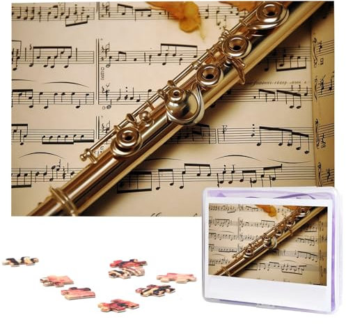 Puzzle für Erwachsene, personalisiertes Bild, Flöte, Musik, individuelles Holzpuzzle für Familie, Geburtstag, Hochzeit, Spielabende, Geschenke, Tierpuzzle, 74,9 x 50 cm, 1000 Teile