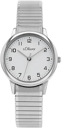 s.Oliver Armbanduhr Damen Quarzuhr Analog, mit Edelstahl Armband, Silber, 3 bar Wasserdicht, Kommt in Uhren Geschenk Box, 2038596