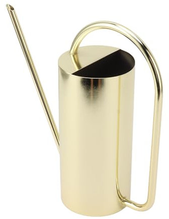 Qukaim Regadera de acero inoxidable para plantas, 1500 ml, hervidor de riego de acero inoxidable de gran capacidad, diseño de boquilla larga, color dorado, ideal para suministros de jardinería