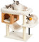 Heybly Árbol Per Gatti, Piattaforma 54 x 40 cm Peluche, Casa Legno, Altezza 57,5 cm, Tubi Acciaio e Base Ampia Forniscono Stabilità, Ideale per Gatti Grassi, Legno di noce HCT017WB