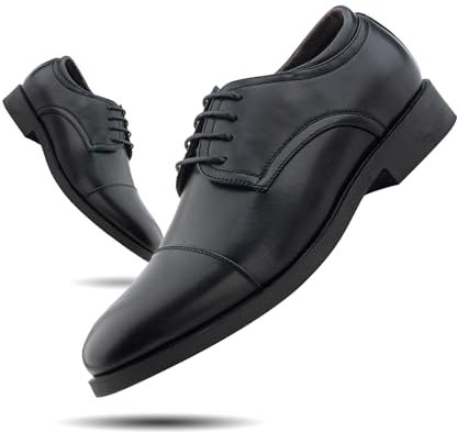 Hitmars Derby Schuhe Herren Anzugschuhe Halbschuh Lederschuhe Business Schuhe Oxford Hochzeitsschuhe Brogues Schnürhalbschuhe Formale 1-Schwarz 44