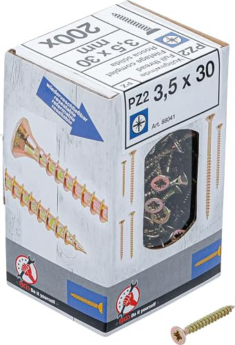 BGS Diy 88041 | Vis multifonctions | cruciforme PZ2 | 3,5 x 30 mm | 200 pièces