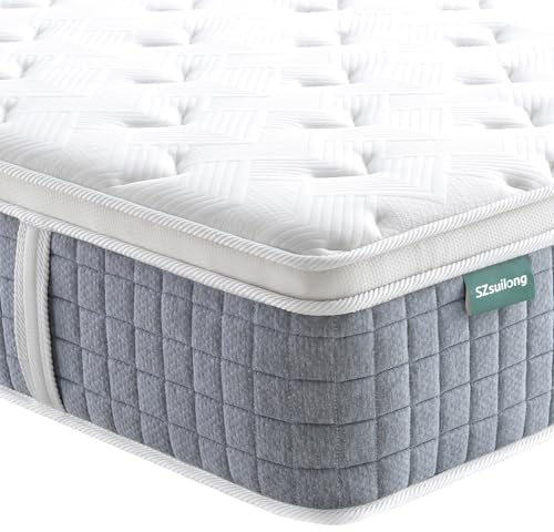 SZsuilong Hybride Matelas 140x190 cm 26cm Épaisseur Matelas de Premium H3 H4 Ferme,7 Zone de Confort Matelas Ressorts Ensachés,Mousse à Mémoire Forme, Soutien Parfait, Certifié Oeko-Tex