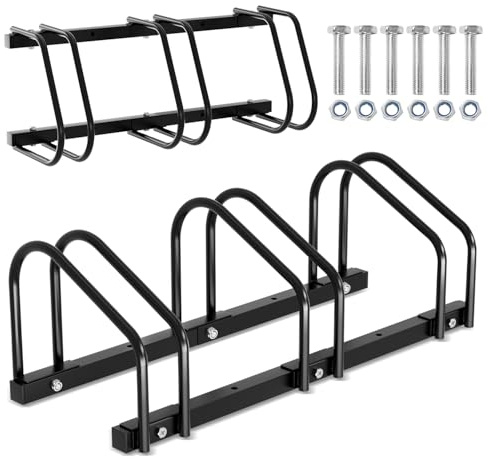 Daromigo Portabici per 3 biciclette, montaggio a pavimento o a parete, supporto multiplo con distanza di 30 cm per pneumatici di larghezza 35-55 mm, supporto per bicicletta, supporto per bicicletta,
