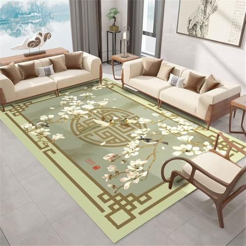 Xiaosua Webteppich 170x230CM Grün vorzimmer Teppich küche Dekoration Orientalischer Blumenteppich XXL küchenteppich waschbar rutschfest