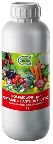 Concime liquido Biostimolante per ORTAGGI, ORTO PIANTE DA FRUTTO - IDROGRENA (1 litro) indicato per pomodori, zucchine, fragole, melanzane, piante aromatiche, basilico, insalata, lattughe ecc,
