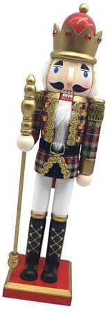 Qcbuegof Traditional Wooden Cheap Nutcracker 38 cm Figure Orumament Christmas Soldier King Doll Game Figure Decoration Desktop Christmas Figure