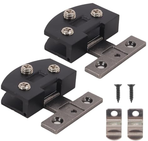 Gutol 2 Pcs Zinc Alloy Hinge, Glass Door Pivot Hinge Kit, Cabinet Display Cabinet Clip Door Replacement Parts for 3-7mm Thick Glass, Black