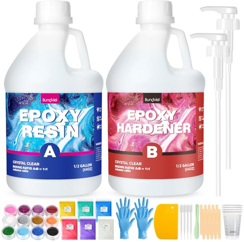 Epoxidharz Set 3788ml Epoxidharz mit Härter 1:1 Mischung Epoxy Resin mit Härter für Schmuck, Formen, Wohnkultur, Untersetzer,Ornamente,Flusstische, Bartheken & große Kunstprojekte