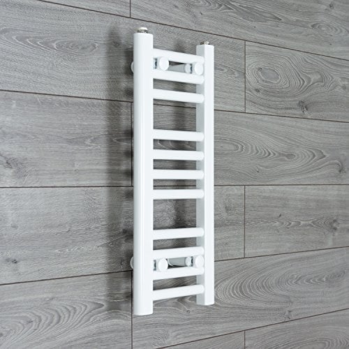 companyblue 200mm wide x 600mm high Heated Towel Rail Straight Flat White Bathroom Warmer Radiator Rack Central Heating