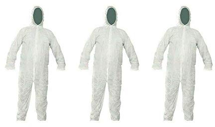 Bahob® 3 Pack Protective Disposable Overall Paper Boiler Suit Coveralls Protection Suit Elasticated hood, Cuffs and Ankles