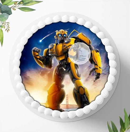 Für den Geburtstag ein Tortenbild, Zuckerbild mit dem Motiv: Transformers, Essbares Foto für Torten, Fondant, Tortenaufleger Ø 20cm, 0595w