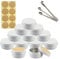 TIANZD 10 Pieces 80 ml Empty White Round Aluminum Tin Jars with Screw Lids Cosmetics Lip Balm Containers Pots for DIY Candle Salve Salt Powder Crafts Storage Cans with 3x Spoon, 10x Labels
