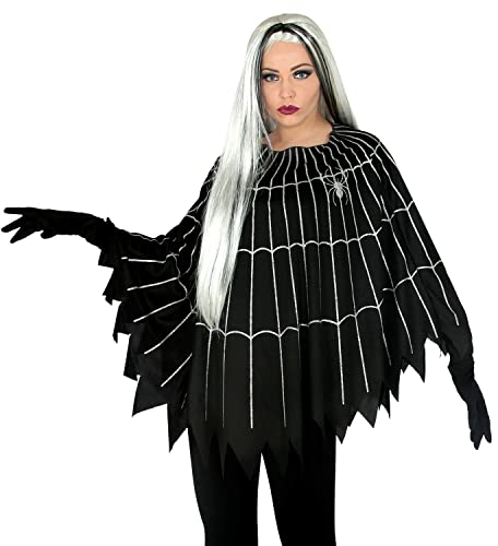W WIDMANN MILANO Party Fashion - Kostüm Spinne, Poncho, Spinnennetz, Halloween, Faschingskostüme, Karneval