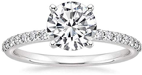 Zakk Verlobungsring Damen Ringe Silber Solitaire Ring Runden Zirkonia 1,25 Karat Versprechen Antragsring Eheringe (60 (19.1))