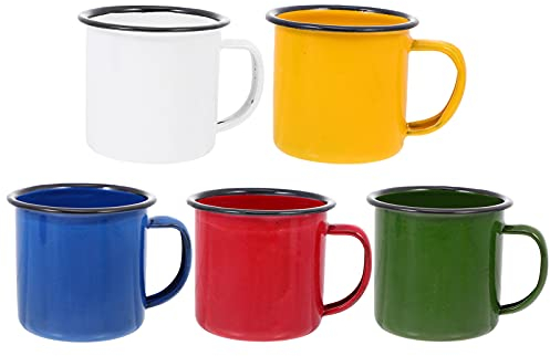 DOITOOL 5Pcs Tazas de Esmalte Nostalgia Taza de Esmalte Vintage Tazas de Bebidas Pequeñas Tazas de Vino (Color Aleatorio)