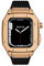 BKUANE Alloy Watch Case Strap For Apple Watch Band Series 8 7 6 5 4 SE 45mm 44mm 42mm Luxury Metal Rubber Stainless Steel Watch Modification Mod Kit Watch Strap (Color : Black rose gold 1, Size : 45