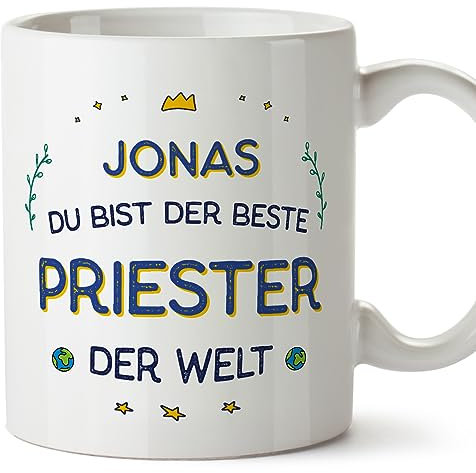 Mugffins Tassen Personalisierten für PRIESTER Mann - Auf Deutsch - Beste der Welt - 11 oz / 330 ml - Individuell Anpassbar Geschenk Mitarbeiter