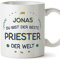 Mugffins Tassen Personalisierten für PRIESTER Mann - Auf Deutsch - Beste der Welt - 11 oz / 330 ml - Individuell Anpassbar Geschenk Mitarbeiter