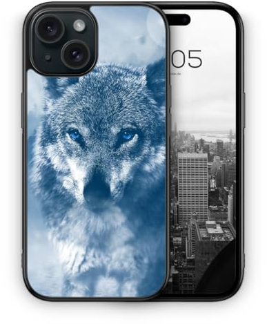 MUNIQASE Wolf Foto - Silikon Hülle für iPhone 15 - Tier Wolf Schöne Schutzhülle Handyhülle Case Cover