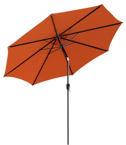 COSTWAY 3M Garden Parasol, Waterproof Patio Umbrella with Tilt & Crank Handle, 8 Ribs UV Protective Outdoor Table Sun Shade Canopy for Market Yard Pool (Orange)