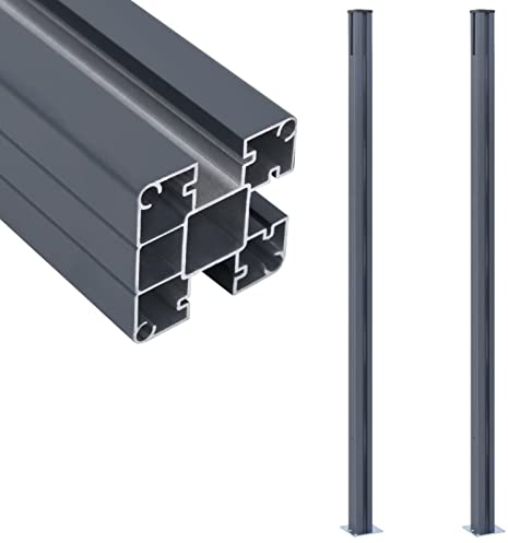 Bulliing Poteaux de clôture 2 pcs Gris foncé 185 cm Aluminium,Barriere Jardin Exterieur,Barriere Jardin,Portillon Grillage