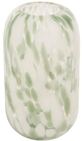 Arvo Vase, hoch, 26 cm, Glas, Grün und Weiß