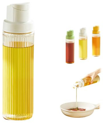 Ollimy 500ml öLflasche Glas, Großer Essig Und öLspender Glasspender, OlivenöL Spender, öL Flaschen für speiseöl, Olivenölflasche, öL Flasche Zum Kochen,Grillen, Salat, Bbq, Backen In Der KüChe (Weiß)