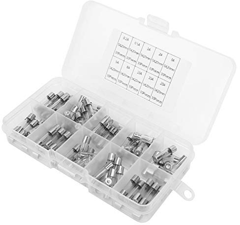 Glassicherungs-Sortiment-Set, Marine-Sicherungen, Glassicherungen, Ersatz für Auto, LKW, Motorräder, SUV, Boote, 100-teiliges Glassicherungs-Sortiment-Set, 5 X 20 Mm,