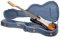 Crossrock Custodia rigida in legno per chitarra elettrica Stratocaster/Telecaster | Finitura scolpita Smoke Blue, interno in velluto blu monocromatico, serratura – Serie Relief Premium