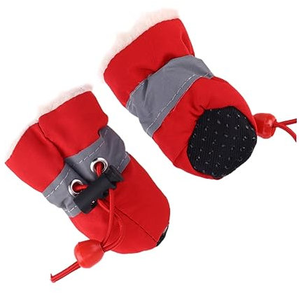 Veemoon wasserdichte Hunde-Schuhe Für Verletzt Pfoten rutschfeste Dicke Warme Hundestiefel Mit Elastischen Bändern Für Outdoor-aktivitäten Und Wetterschutz Rot