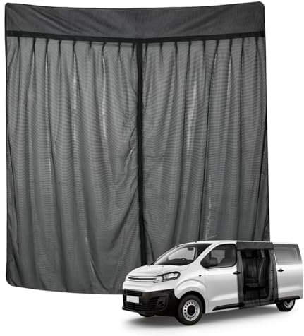 Roadtime Moustiquaire magnétique pour Citroen Jumpy 16-25 Porte latérale,Une coucheavec Fermeture éclair Filet Anti-moustiques de Voiture, Protection Solaire,pour Camping,l'extérieur(H 140x110cm W)