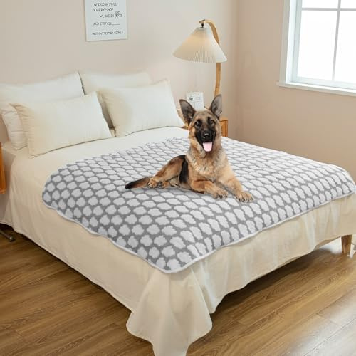 Amarrirose wasserdichte Hundedecke - 80x100cm Maschinenwaschbar, Kuschelig weiche Sofadecke mit kuscheliger Polsterung, 3D strukturierte Wolken, Warme weiche Katzendecke, Grau