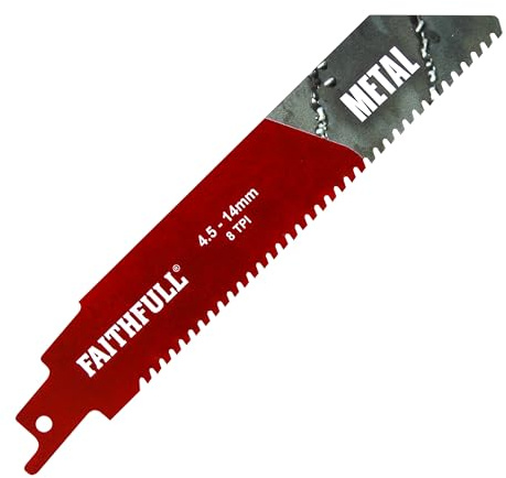 Faithfull Metal Cutting Carbide Sabre Saw Blade – 8 TPI Compact Straight-Cut Blade, Compatible with S-Shank Reciprocating Saws for Cast Iron, Stainless Steel & High-Strength Alloys – 152mm (6 in)