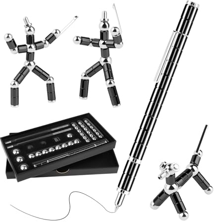 Kugelschreiber, Fidget Pen mit Geschenkbox, Lustig Multifunktions mit Stylus Stift für Geschenk Geschenke für Dekoration - Schwarz (L)